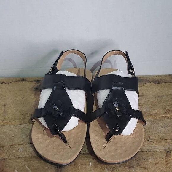 FUDYNMALC Womens Black Tan Slingback Orthotic Arch Support Comfort Sandals Sz 39 - Picture 2 of 7